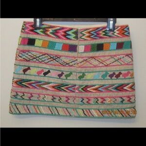 Gryphon Cotton/Silk Embroidered mini skirt with zipper Size S